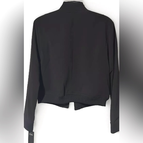 Karl Lagerfeld Paris Cropped Bomber Black Jacket Size 8 - Picture 5 of 7